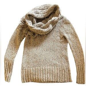 Kensie Scarf Sweater Knit Oatmeal Boho Size Large